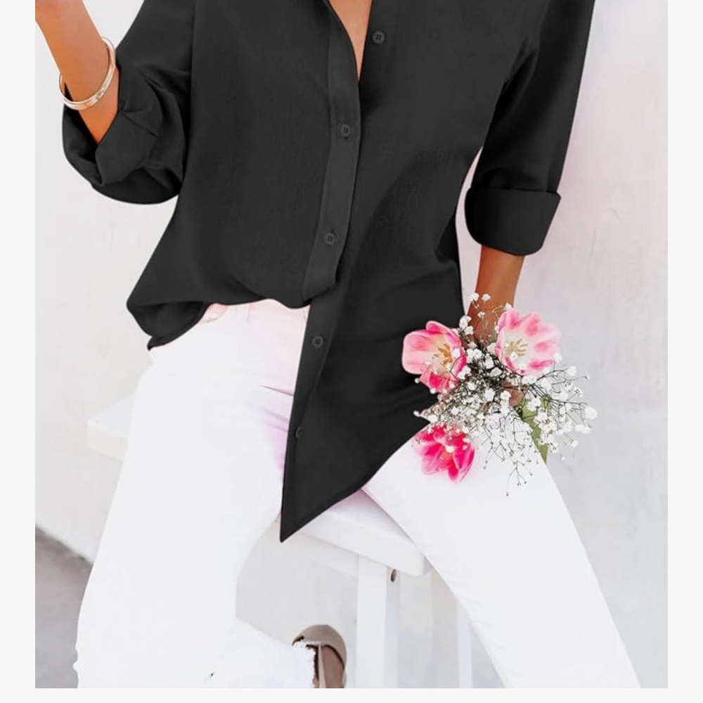 The Cats Meow Women's Classic Black Button Down Shirt